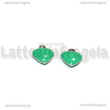 Charm Cuore in Acciaio Inox Dorato smaltato Azzurro Tiffany 8x9mm