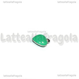 Charm Cuore in Acciaio Inox Dorato smaltato Azzurro Tiffany 8x9mm