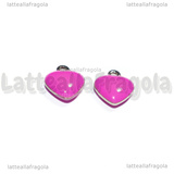 Charm Cuore in Acciaio Inox smaltato Rosa Acceso 8x9mm