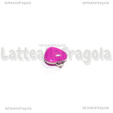 Charm Cuore in Acciaio Inox smaltato Rosa Acceso 8x9mm
