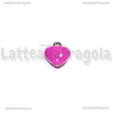 Charm Cuore in Acciaio Inox smaltato Rosa Acceso 8x9mm