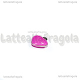 Charm Cuore in Acciaio Inox smaltato Rosa Acceso 8x9mm
