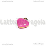 Charm Cuore in Acciaio Inox Dorato smaltato Rosa Acceso 8x9mm