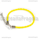 Bracciale in cordino similpelle intrecciato giallo limone 3mm