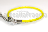Bracciale in cordino similpelle intrecciato giallo limone 3mm