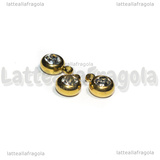 3 Charms Punto Luce in Acciaio Inox Dorato Cristal 8.5x6mm