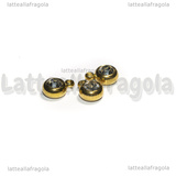 3 Charms Punto Luce in Acciaio Inox Dorato Cristal 8.5x6mm
