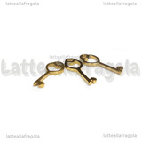 Ciondolo Chiave in Acciaio Inox Dorato placcato Oro 18K 15x5.5x1mm
