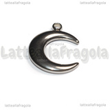 Ciondolo Luna 3D in Acciaio Inox 24x12x3mm