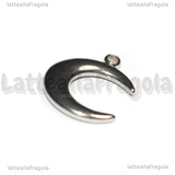 Ciondolo Luna 3D in Acciaio Inox 24x12x3mm