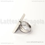 Base anello in metallo argentato con base quadrata 21mm
