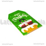 5 Tag natalizi in cartoncino colorato fantasia Babbo Natale 50x30mm
