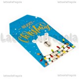 5 Tag natalizi in cartoncino colorato fantasia Orso 50x30mm