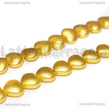 Cuori in Ematite oro satinato 9.5x10.5x5mm filo 40cm circa