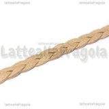 1 Metro Cordino Similpelle intrecciata scamosciata Tortora 7x3mm