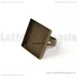 Base anello in metallo color bronzo con base quadrata 25mm