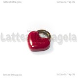 Charm Cuore in Acciaio Inox Dorato smaltato Rosso 11x9.5mm