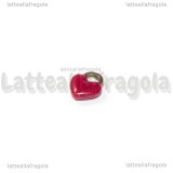 Charm Cuore in Acciaio Inox Dorato smaltato Rosso 11x9.5mm