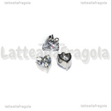 Charm Cuore in Acciaio Inox punto luce cristal 8x6x4mm