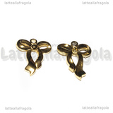 Ciondolo Fiocco in Acciaio Inox Dorato 19x15mm