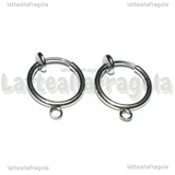 Creole in Acciaio Inox chiusura a scomparsa per lobi senza foro 17x13x4.5mm