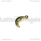 Ciondolo Luna 3D in Acciaio Inox placcato Oro 18K 16x8x4mm