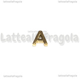 Spaziatore Lettera A in Acciaio Inox dorato placcato Oro 18K 9.5x9x3mm