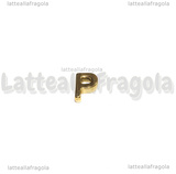 Spaziatore Lettera P in Acciaio Inox dorato placcato Oro 18K 9.5x7x3mm