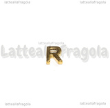 Spaziatore Lettera R in Acciaio Inox dorato placcato Oro 18K 9.5x8x3mm