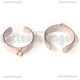 Base Anello regolabile in Acciaio Inox a fascia con anellino per charms