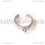 Base Anello regolabile in Acciaio Inox a fascia con anellino per charms