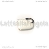 Ciondolo Cuore in Acciaio Inox smaltato Bianco 14.5x11.5mm