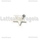 Ciondolo Stella in Acciaio Inox smaltato Bianco 14.5x12.5mm