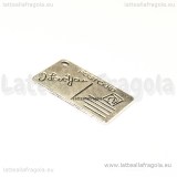 Charm Cartolina double-face in metallo argento antico 26x16mm