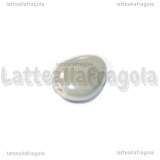 Goccia in Ceramica Argento effetto perlato foro passante 16x12mm
