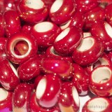 Perla in ceramica rosso effetto perlato 13x6mm