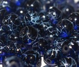 5 Perle in Vetro Blu Notte Fantasia Schizzi 8mm