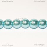25 Perle in vetro cerato azzurro 10mm