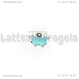 Ciondolo Farfalla in Acciaio Inox smaltato Azzurro 9x7.5mm