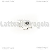 Ciondolo Farfalla in Acciaio Inox smaltato Bianco 9x7.5mm