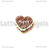 Torta Cuore Happy cioccolato in acrilico 19x17mm