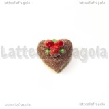 Cupcake 3D cuore cioccolato in acrilico 15x13x15mm