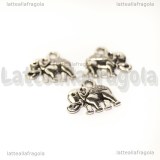 Charm Elefante double-face in metallo argento antico 14x12mm