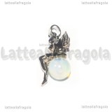 Ciondolo Fatina su Opale in ottone argentato 25x12mm