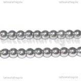 Perle in Ematite argentata non magnetica Grado A 4mm filo 40cm