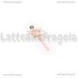 Charm Bacchetta Magica in rame dorato smaltato rosa 20x8mm
