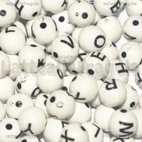 320 Perle Tonde con lettere in acrilico bianco 8mm