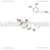 Ciondolo Molecola Dopamina in metallo argentato 25x12mm