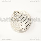 Ciondolo a spirale per pietre e perle in metallo silver plated  20x25mm