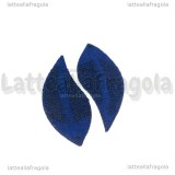 Coppia Ciondoli Foglie in Alcantara Blu 44x16mm 
